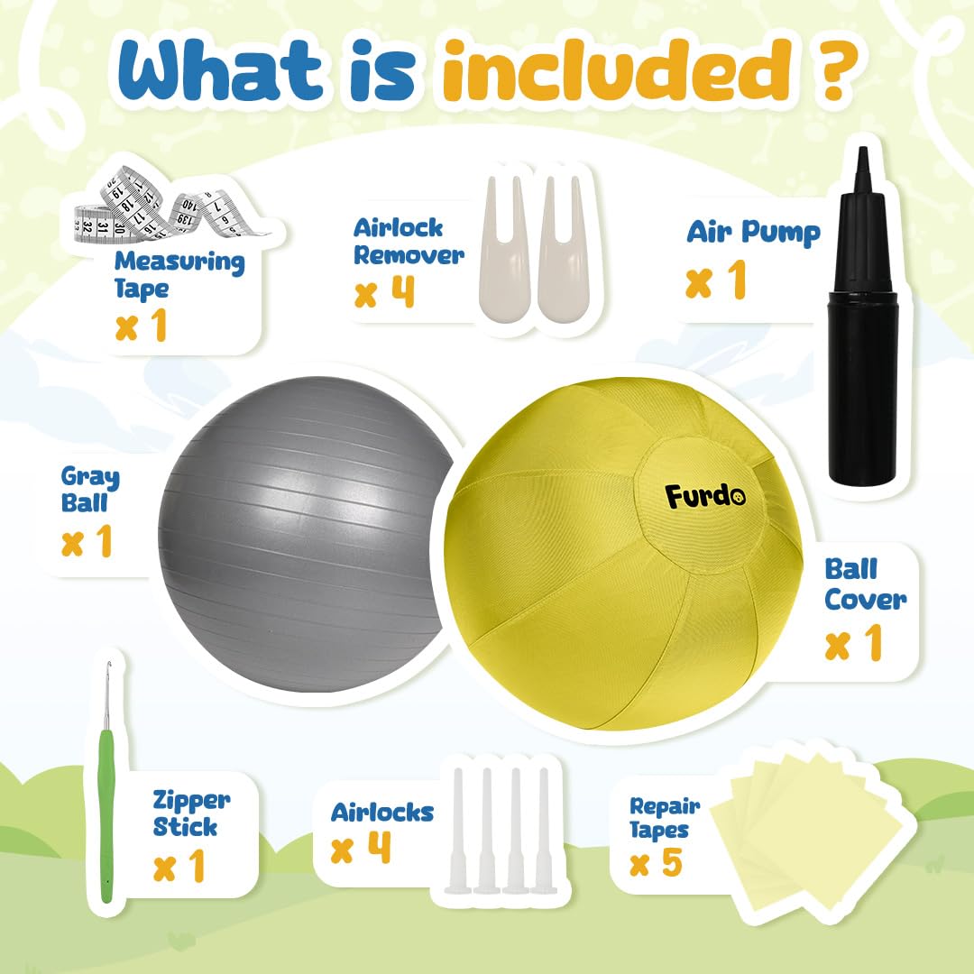 Furdo 30in Herding Ball yellow, ideal for active chewers with supervision.