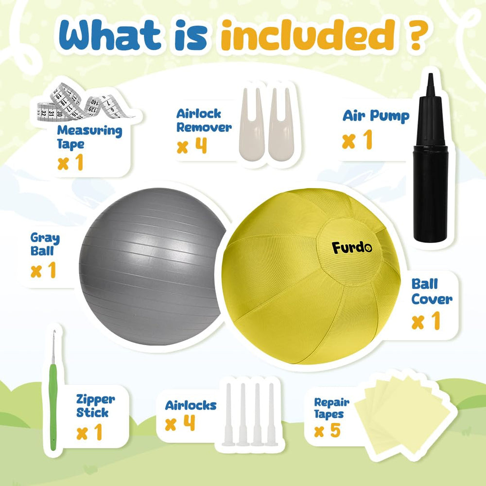 Furdo 30in Herding Ball yellow, ideal for active chewers with supervision.