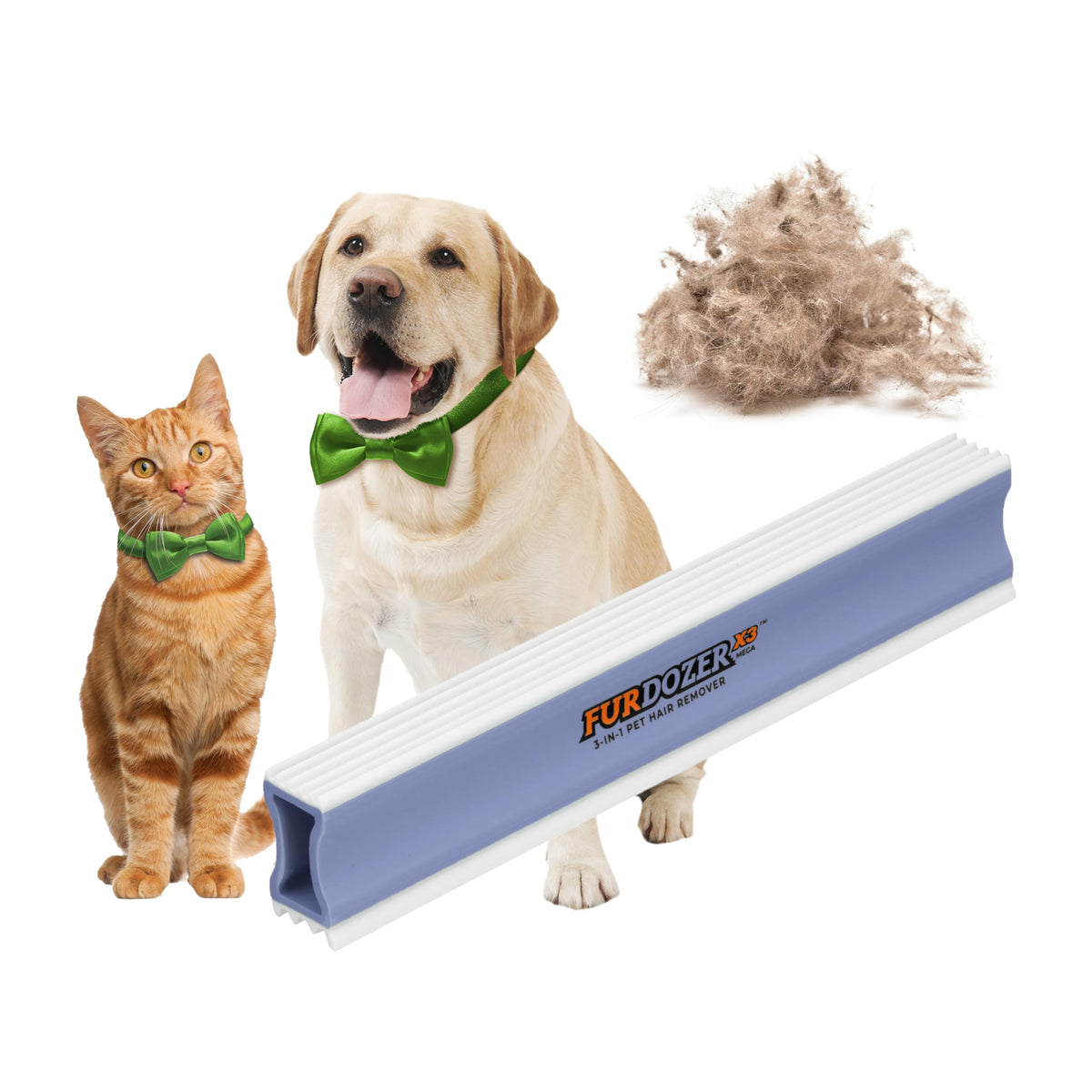 Neater Pet Brands FurDozer mega 10-inch purple packaging highlights easy all-in-one pet hair removal at home.