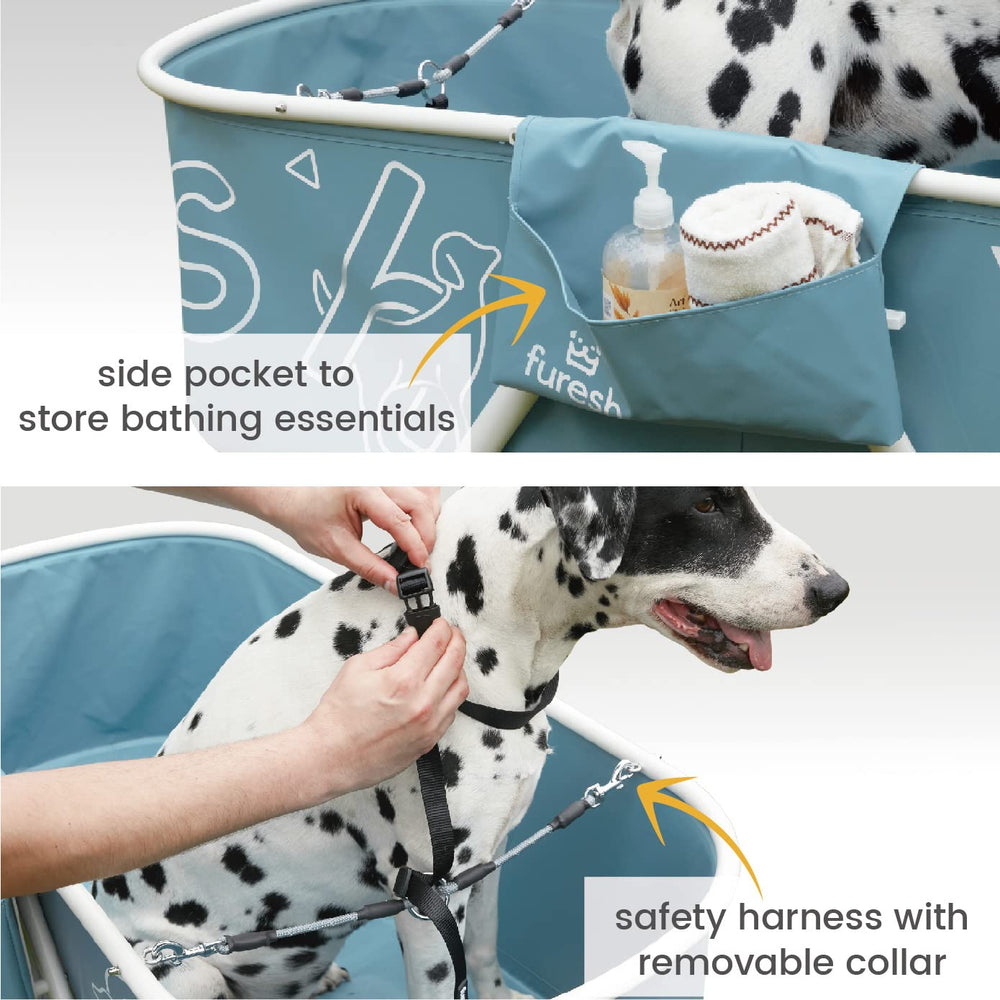 Furesh Big Dipper elevated wash height offers comfortable 33-inch grooming posture.