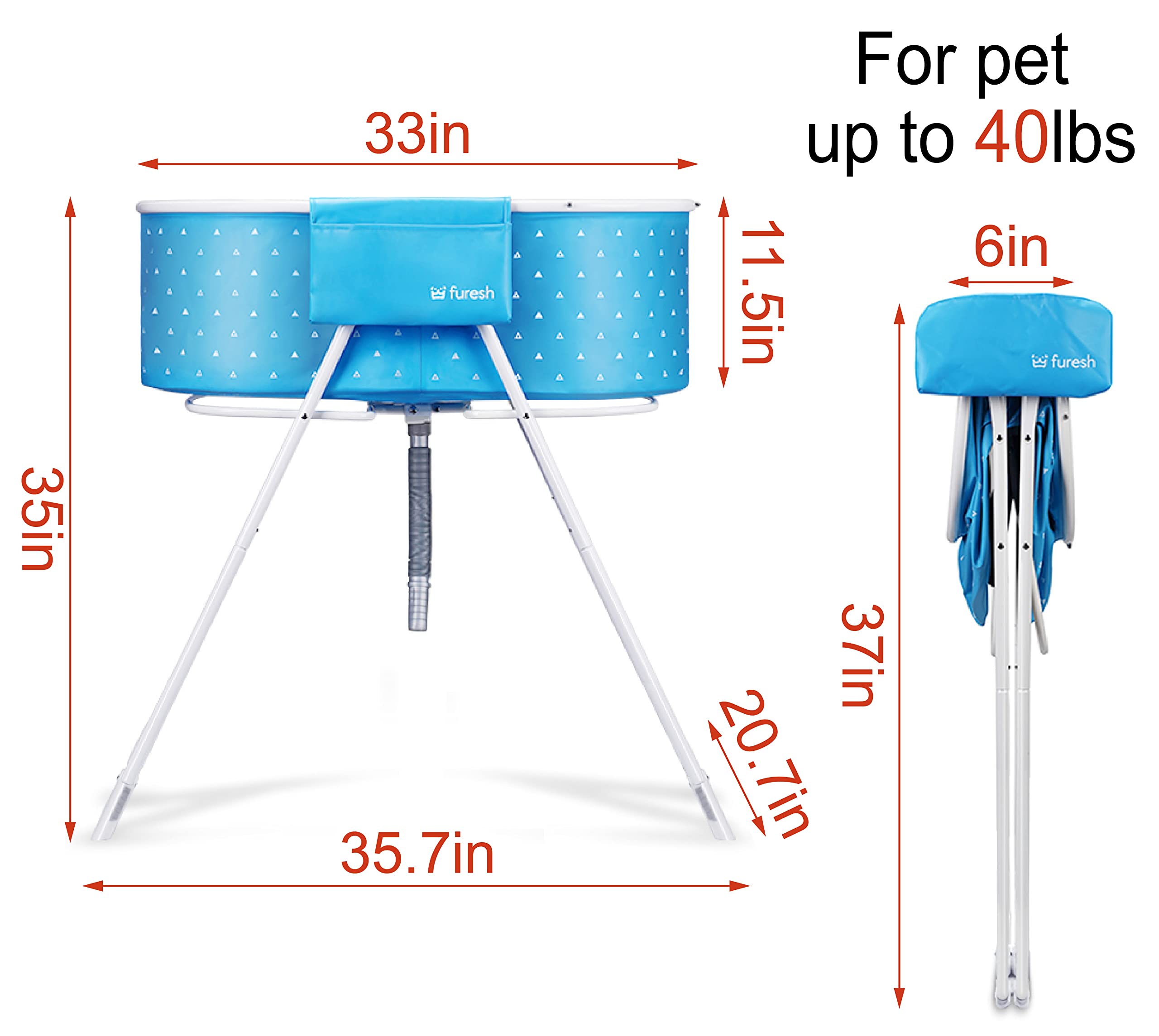 Furesh Little Dipper water drain hose blue shows easy disposal after bath