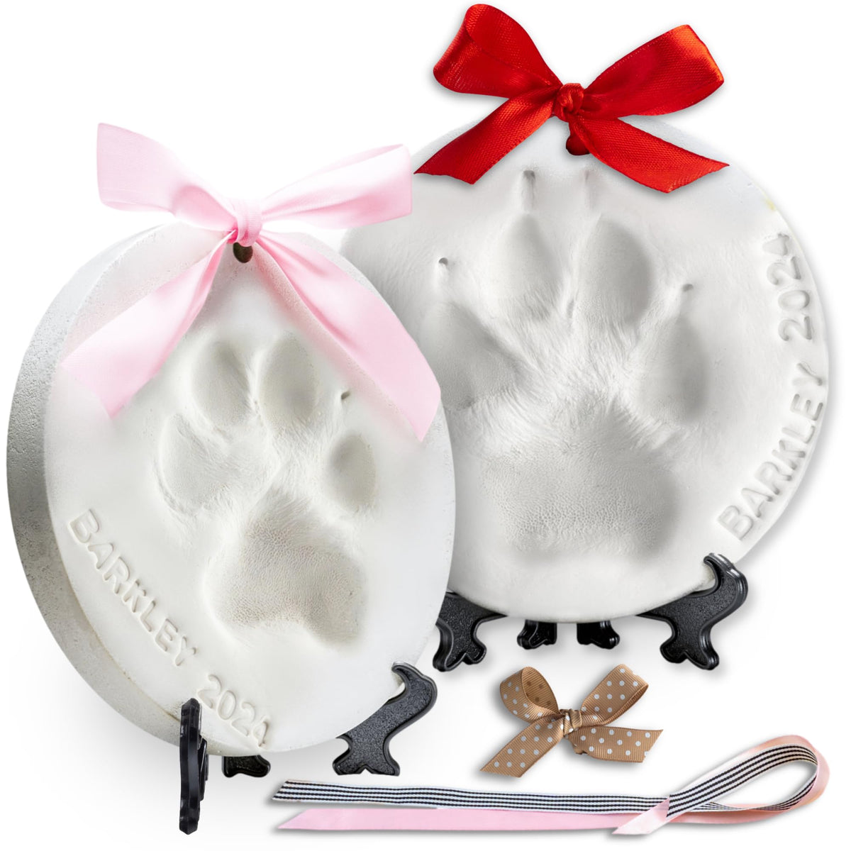 FUREVER MOMENTS paw print kit display stands for elegant keepsake displays.