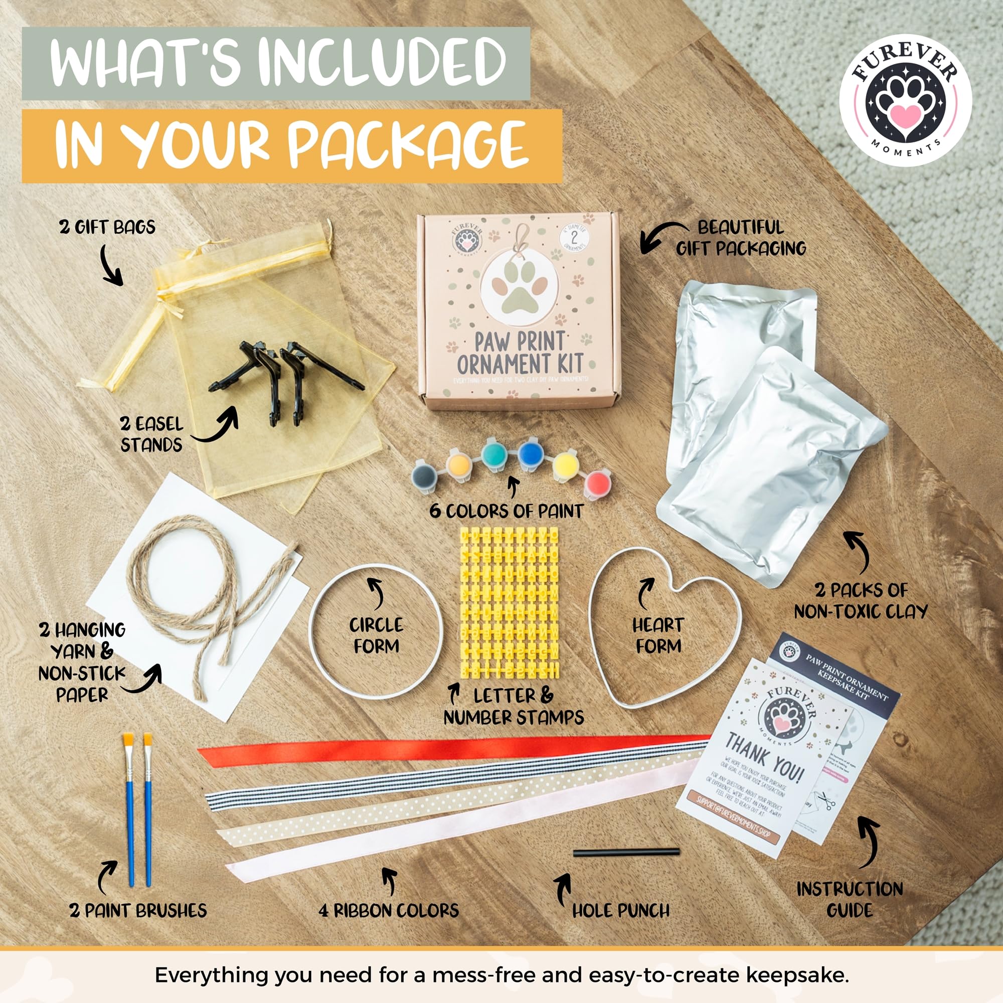 FUREVER MOMENTS paw print kit paints provide vibrant, pet-safe color for personalized keepsakes.