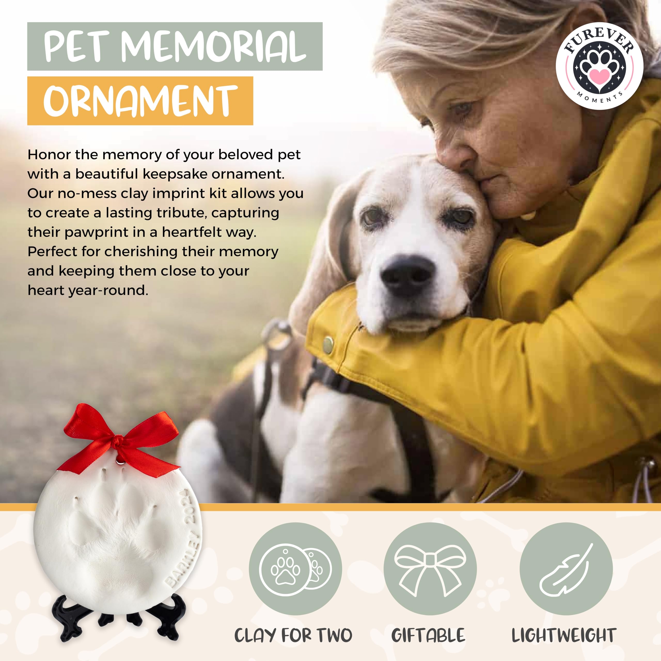 FUREVER MOMENTS paw print kit ribbon and twine hangers for wall display.