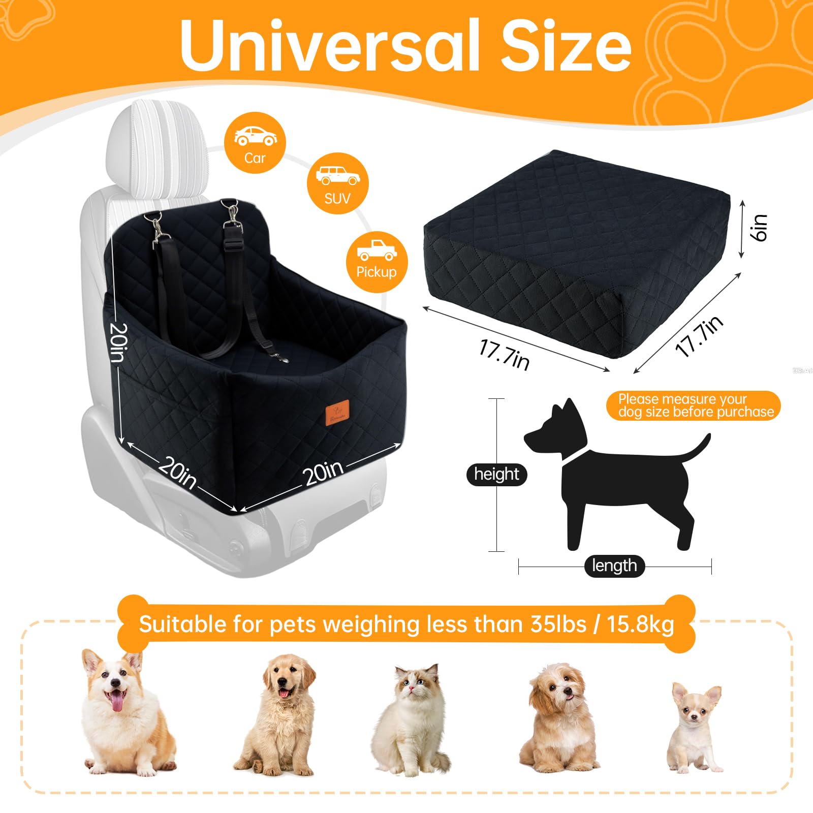 FurFrolic dog car seat back view shows secure fit on seat