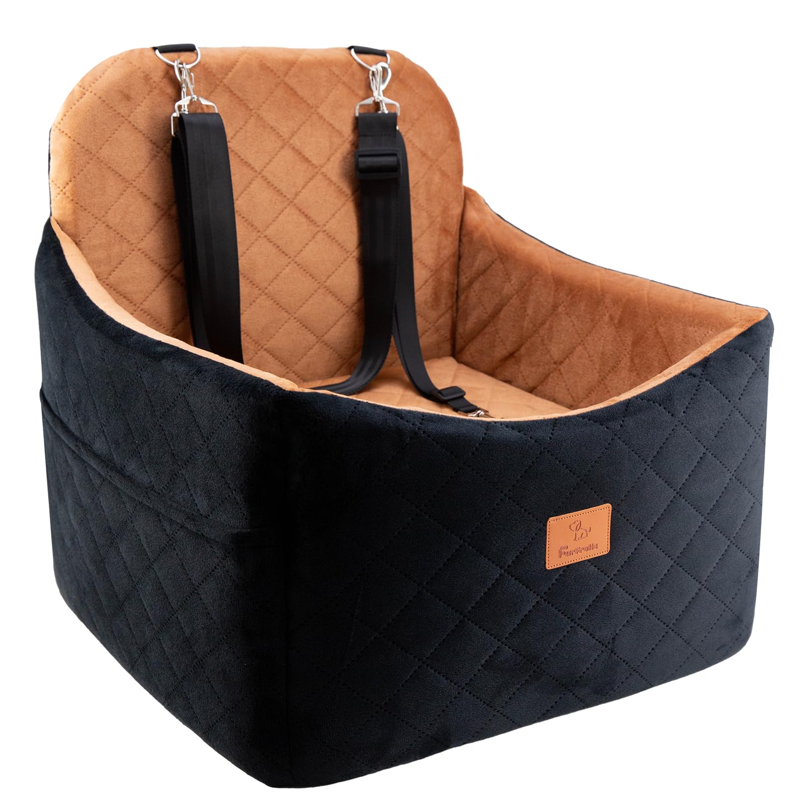FurFrolic memory foam dog booster seat elevated view for calmer car trips.