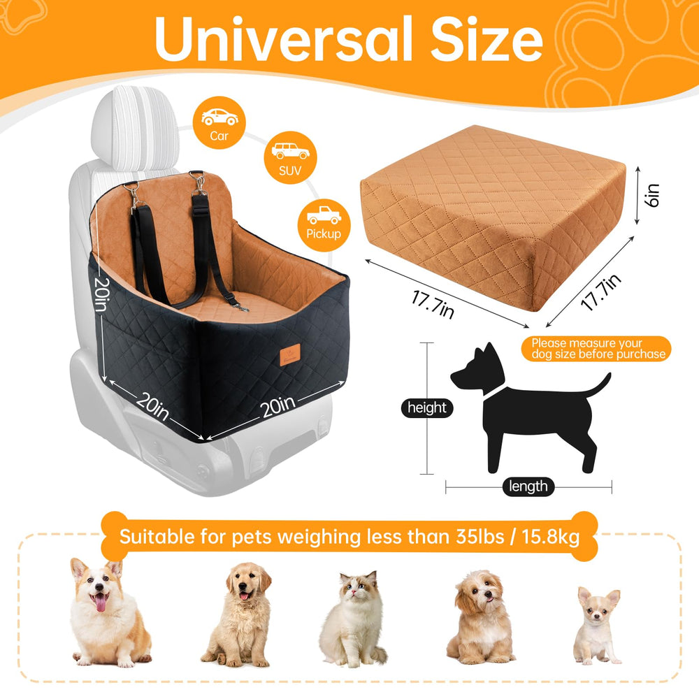 FurFrolic memory foam dog booster seat soft fabric close-up promotes cozy rides.