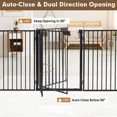 Furggis metal dog gate door opens 360 degrees for flexibility