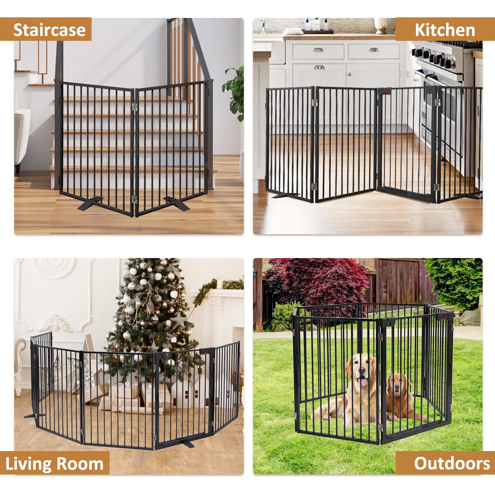 Furggis metal dog gate packaging includes six panels and hardware