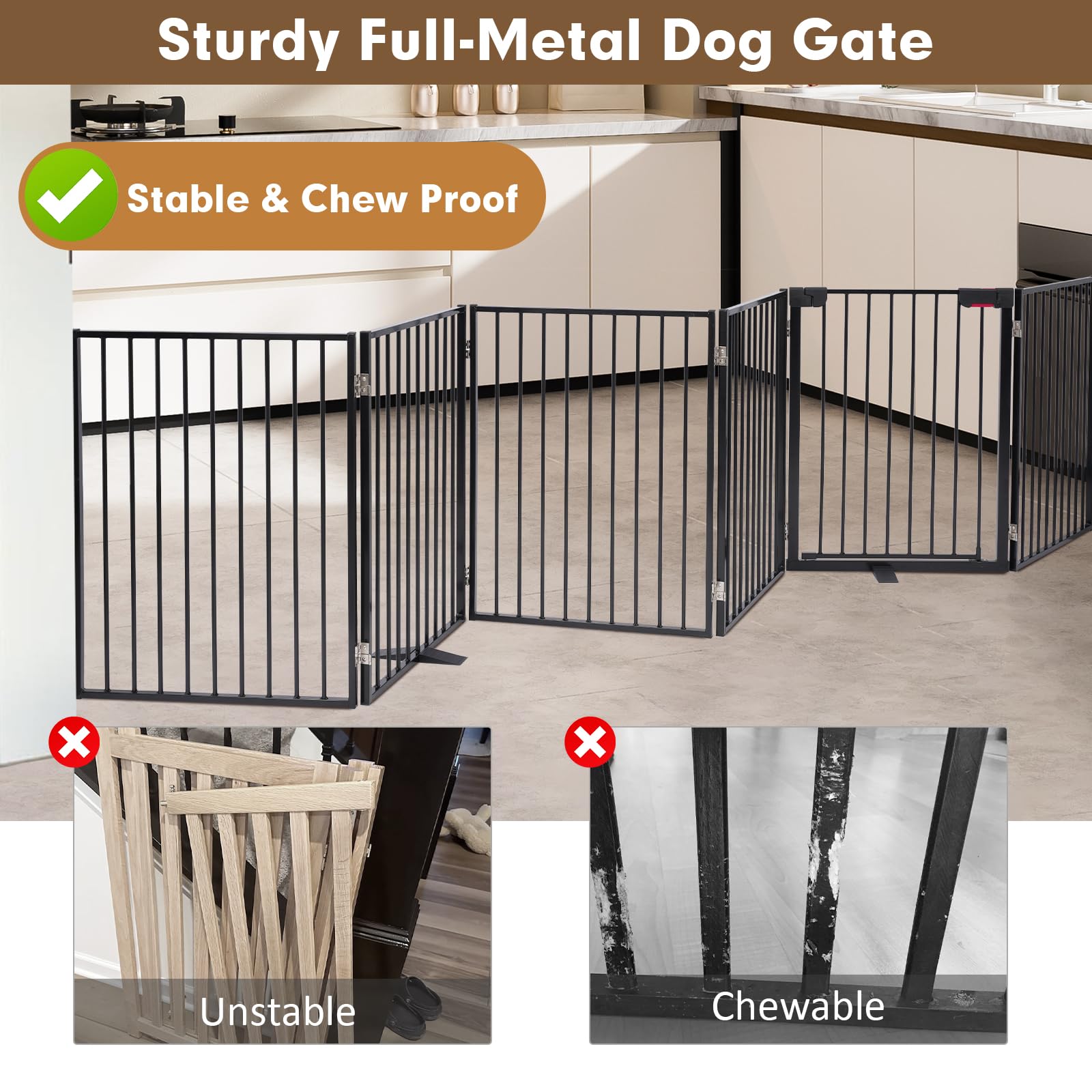 Furggis metal dog gate easy to install at stairs or doorways