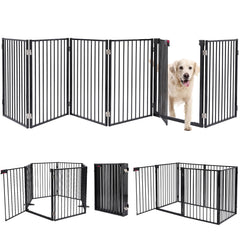 Furggis metal dog gate assembled to form a wide barrier for spacious rooms