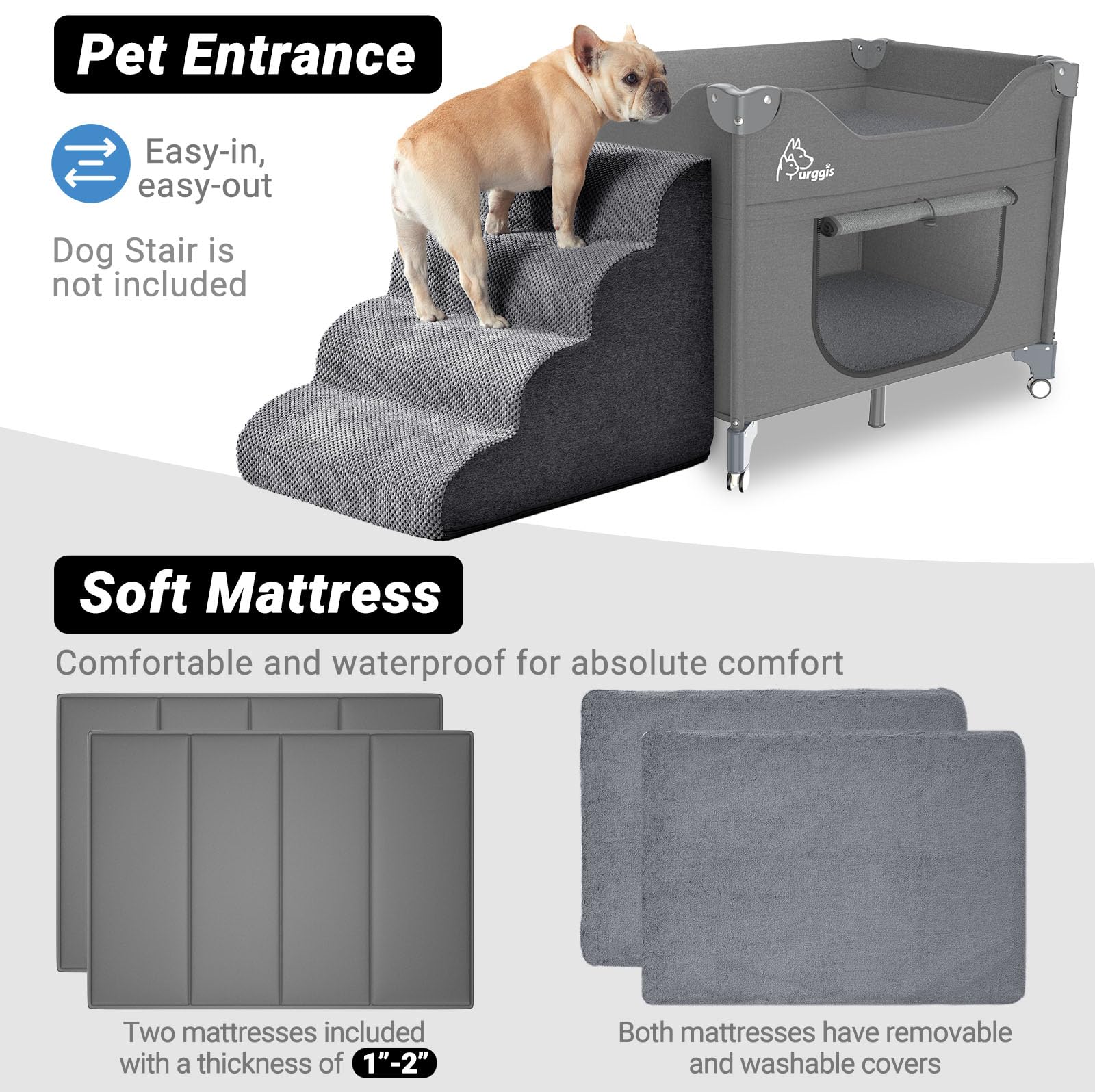 Furggis Upgraded Dog Bunk Bed extension with 3-in-1 options