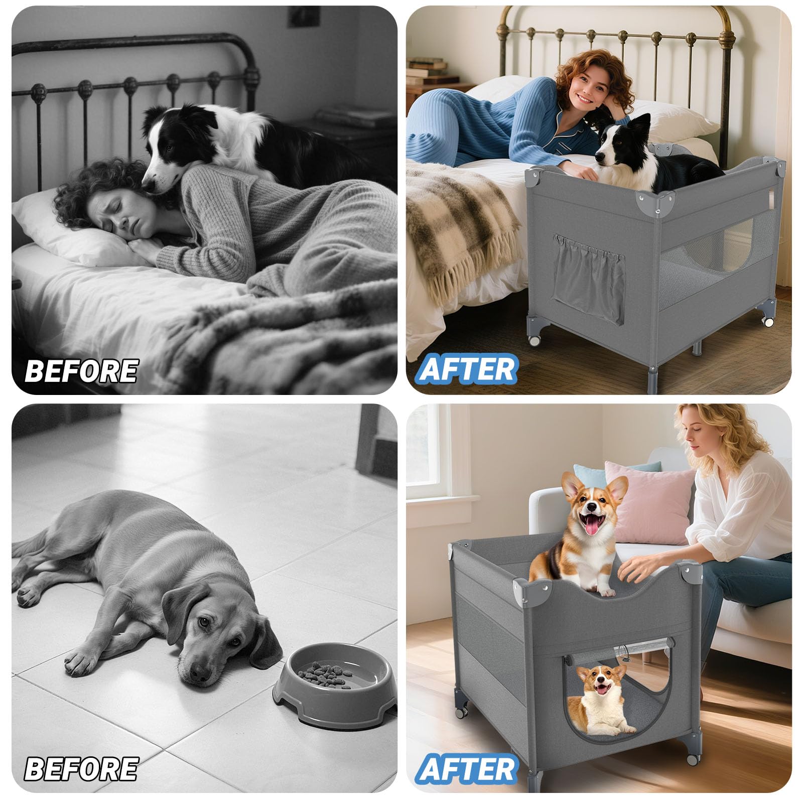Furggis Upgraded Dog Bunk Bed sturdy wheels and panels for stable setup