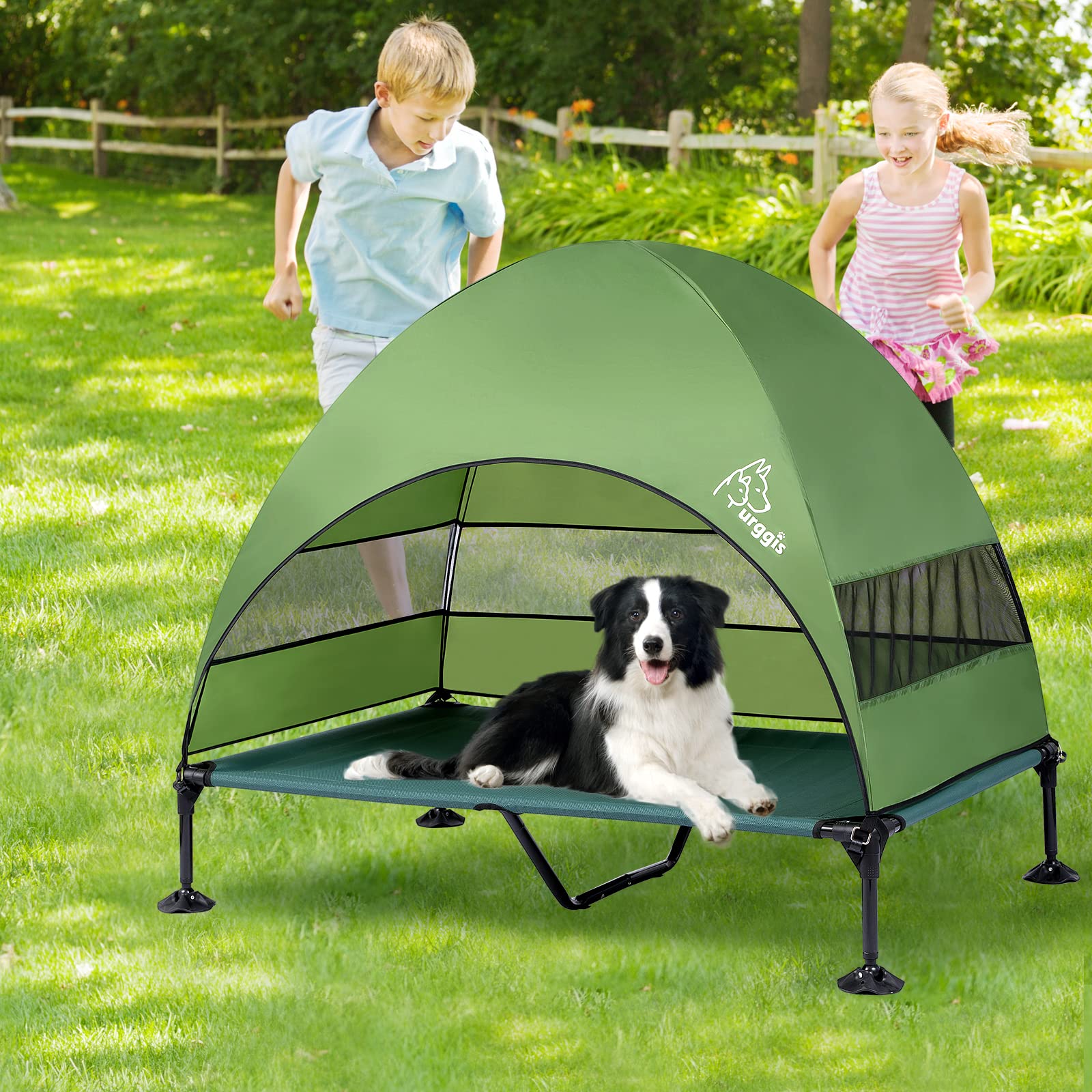 Furggis elevated dog bed indoor-outdoor ready demonstrates versatile use at home or travel.