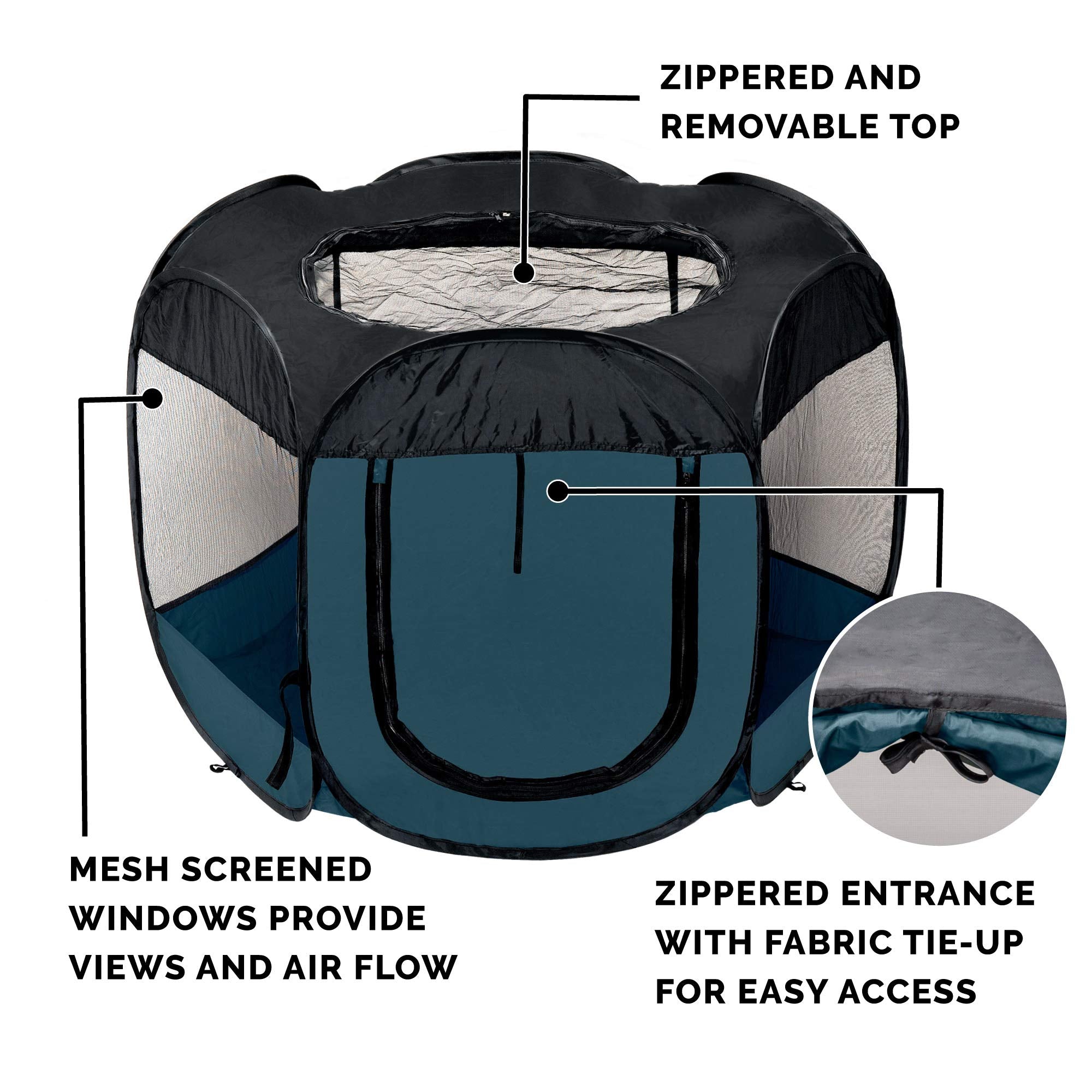 Furhaven Sailor Blue Medium 360-degree mesh windows for airflow