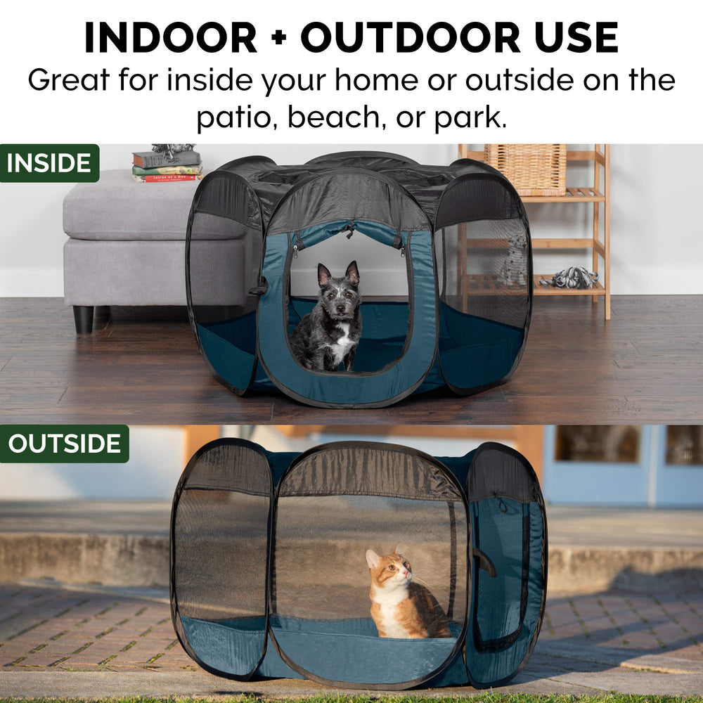 Furhaven Sailor Blue Medium side entrance with tie-up for easy access