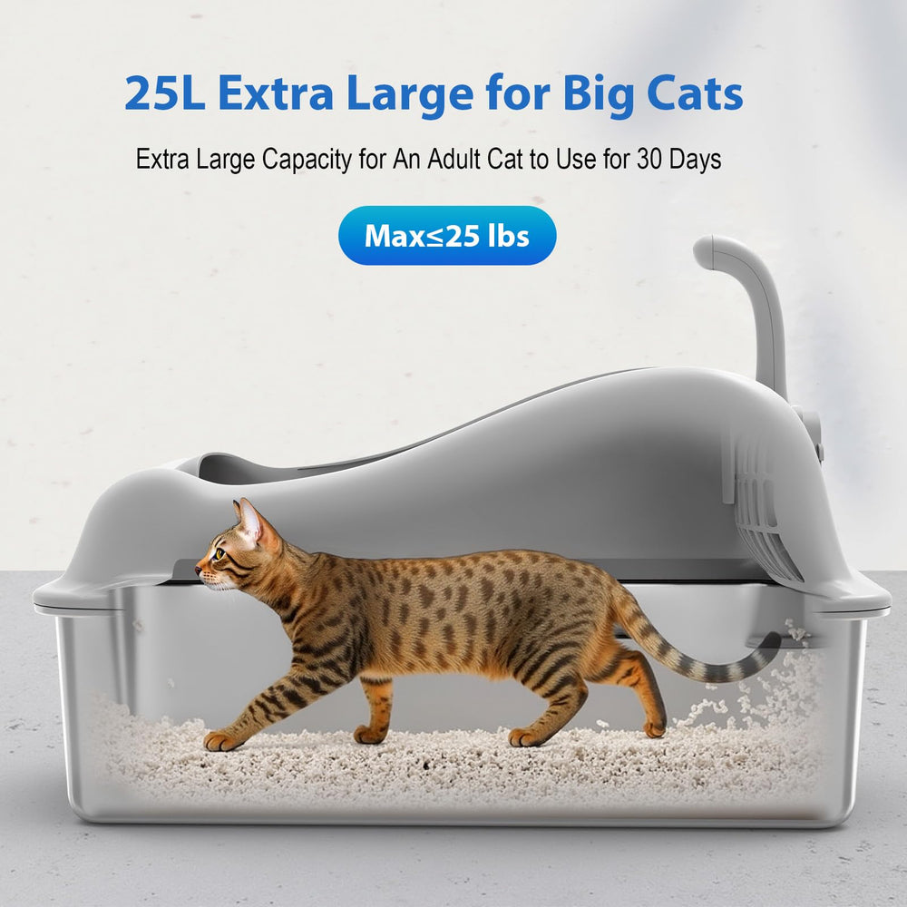Furkid xl litter box base displays sturdy stainless steel for durability.