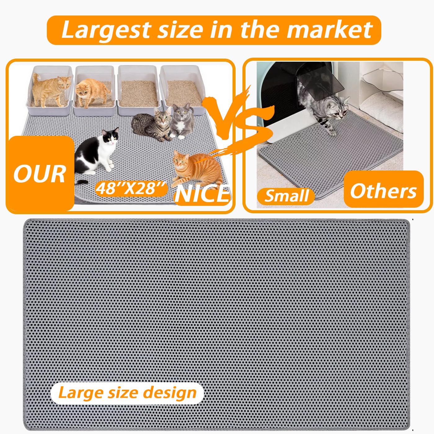 FURLINGDA honeycomb double-layer design traps litter effectively, reducing tracking