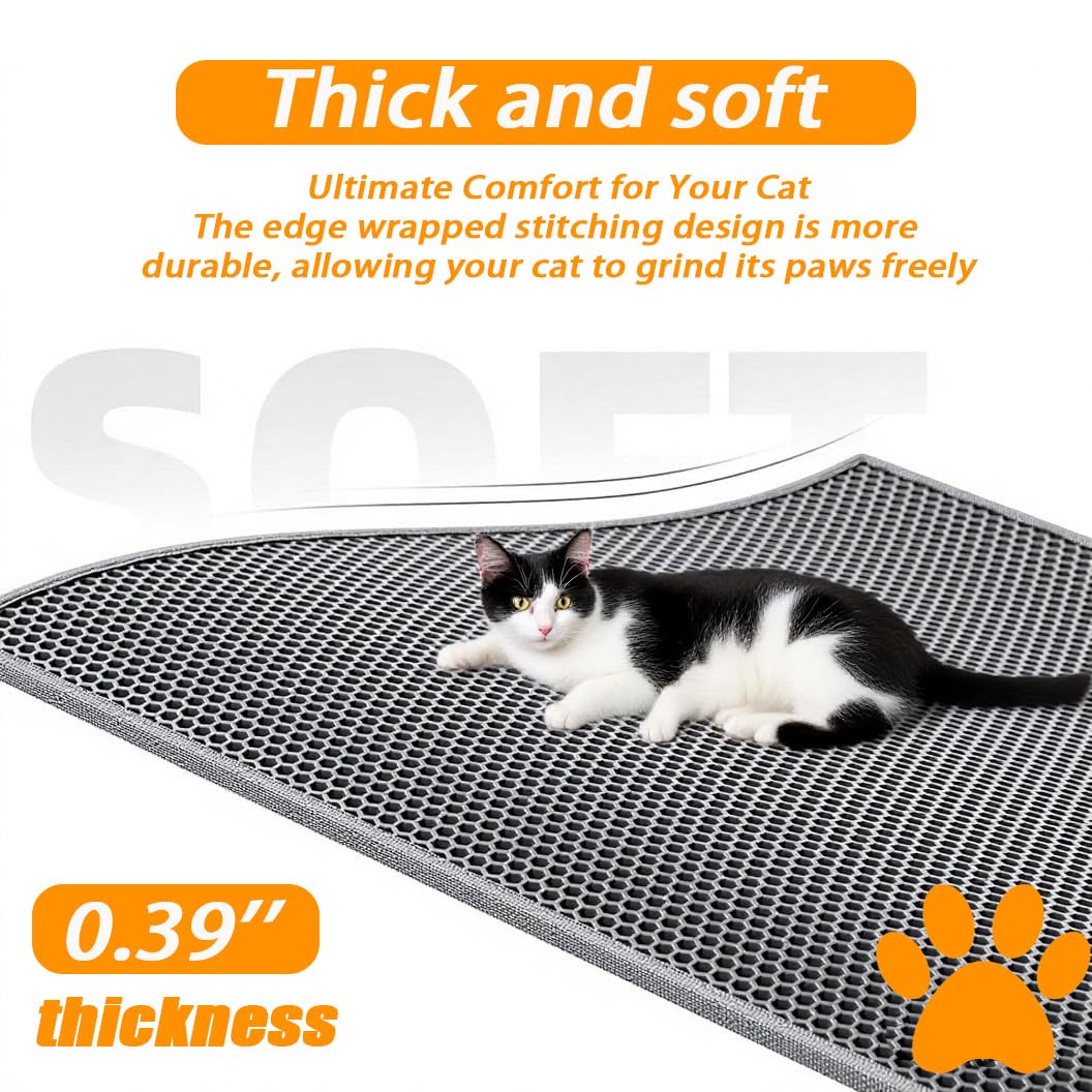 FURLINGDA cat litter mat with non slip base enhances stability during use