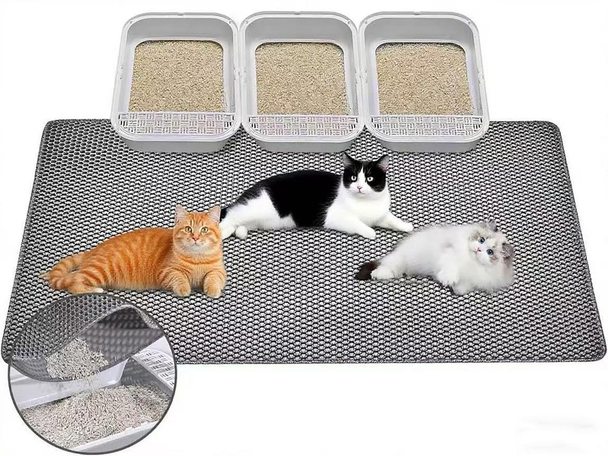 FURLINGDA 48x28 litter mat captures litter from paws to keep floors cleaner