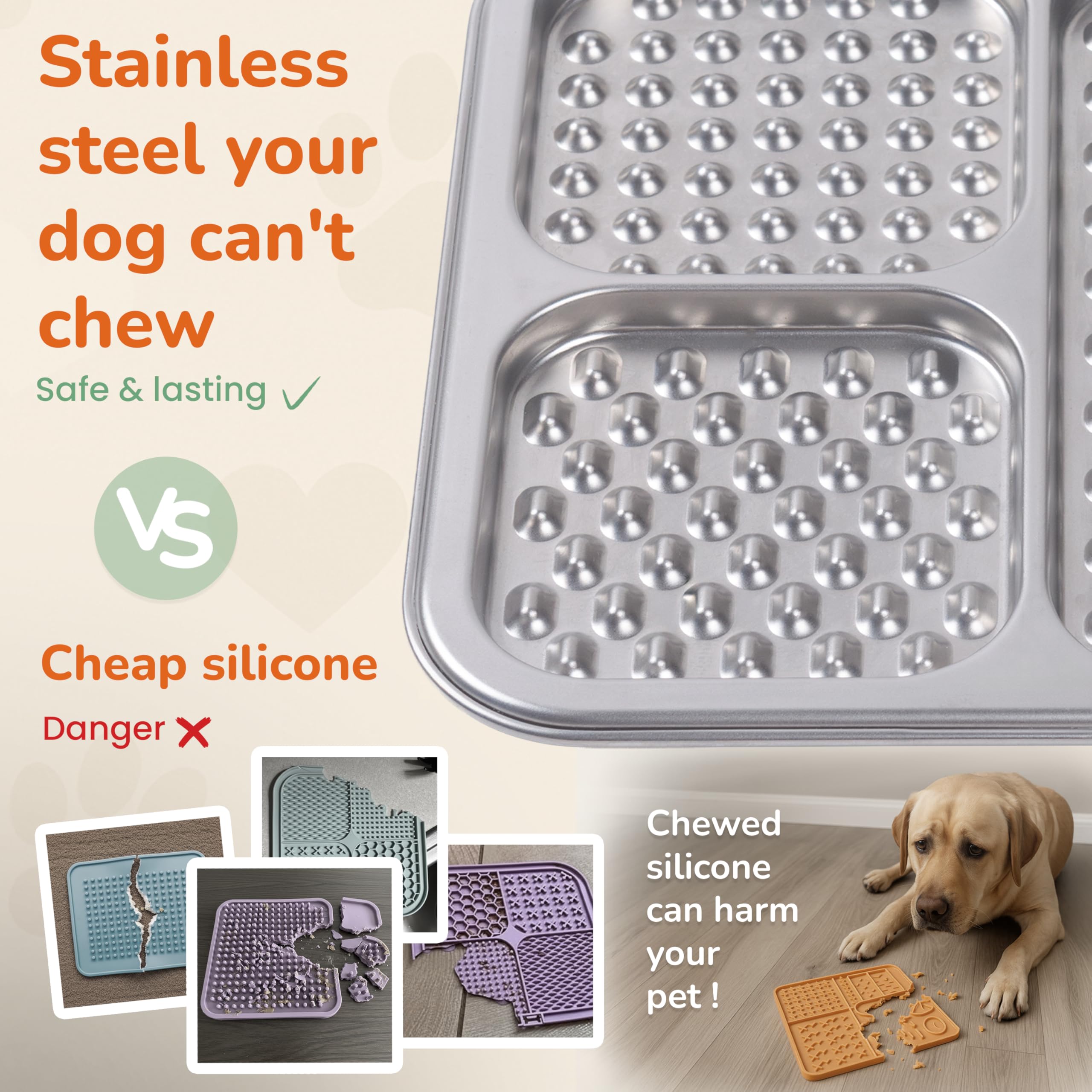 Furlithix lick mat features three textured zones for treats and peanut butter.