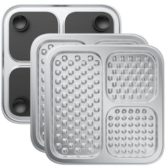 Furlithix stainless steel lick mat for dogs and cats supports mess-free soothing licking.