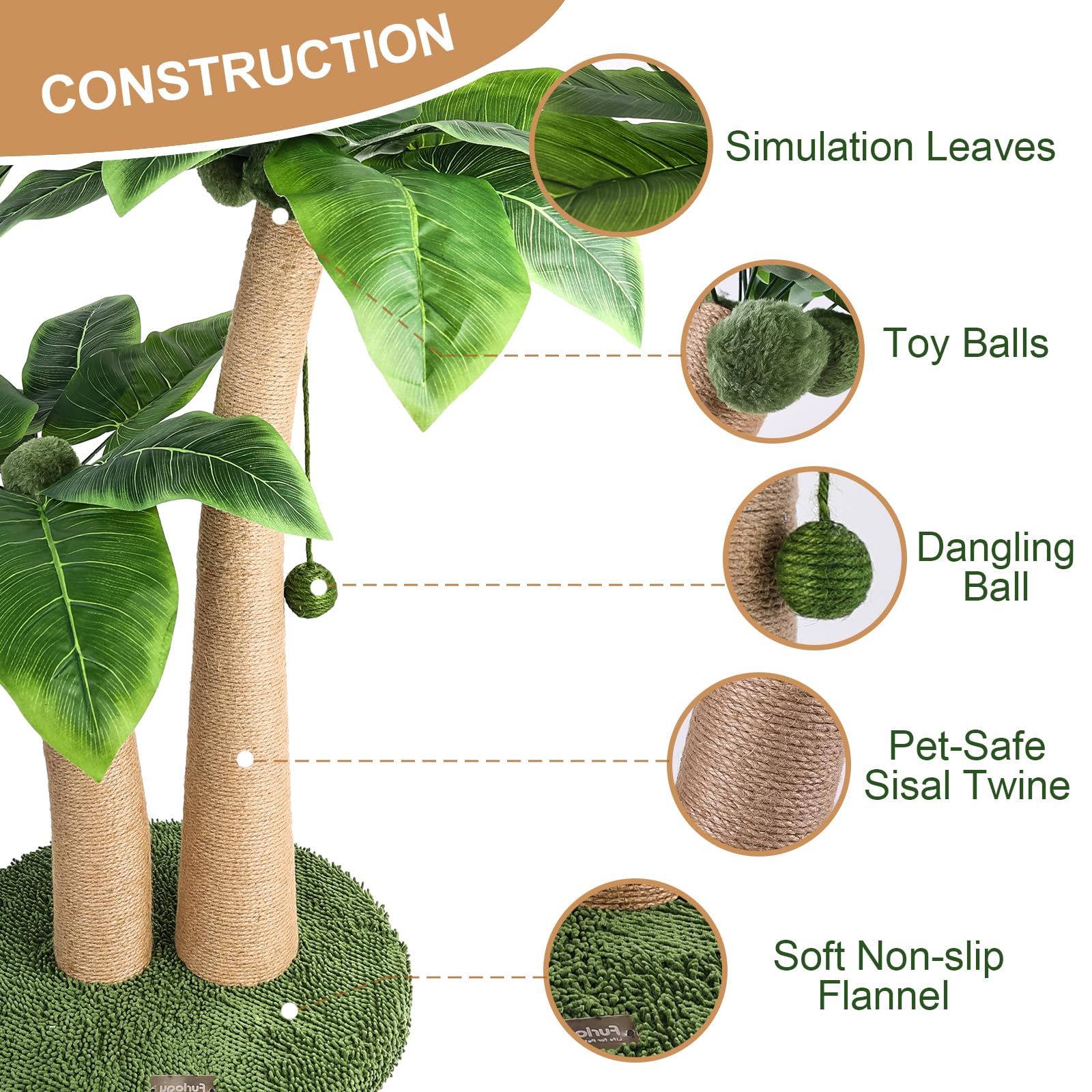 Furlogy cat-scratching-post-dual-curved-posts features two curved posts for versatile scratching.