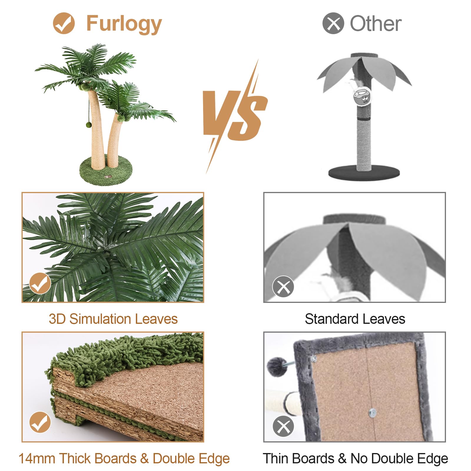 Furlogy natural sisal rope surface promotes satisfying scratching and claw care.