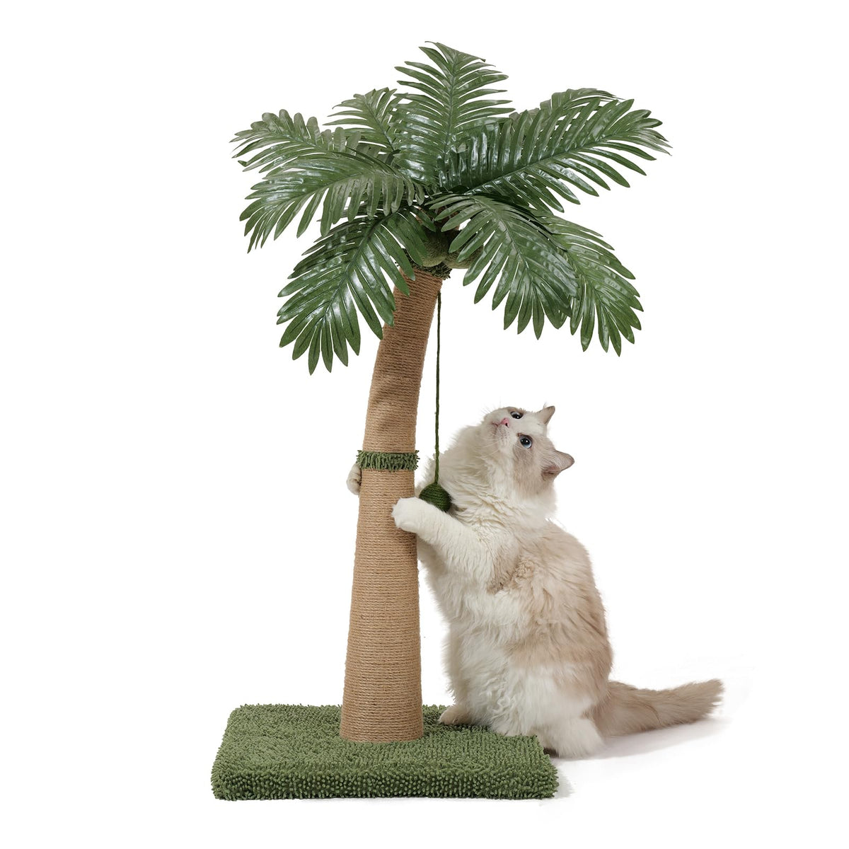 Furlogy Palm Tree Cat Scratching Post 36-inch curved design supports healthy claws with natural sisal.