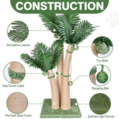 Furlogy natural-sisal rope scratch post closeup highlights sturdy wrapping and scratching satisfaction for cats.