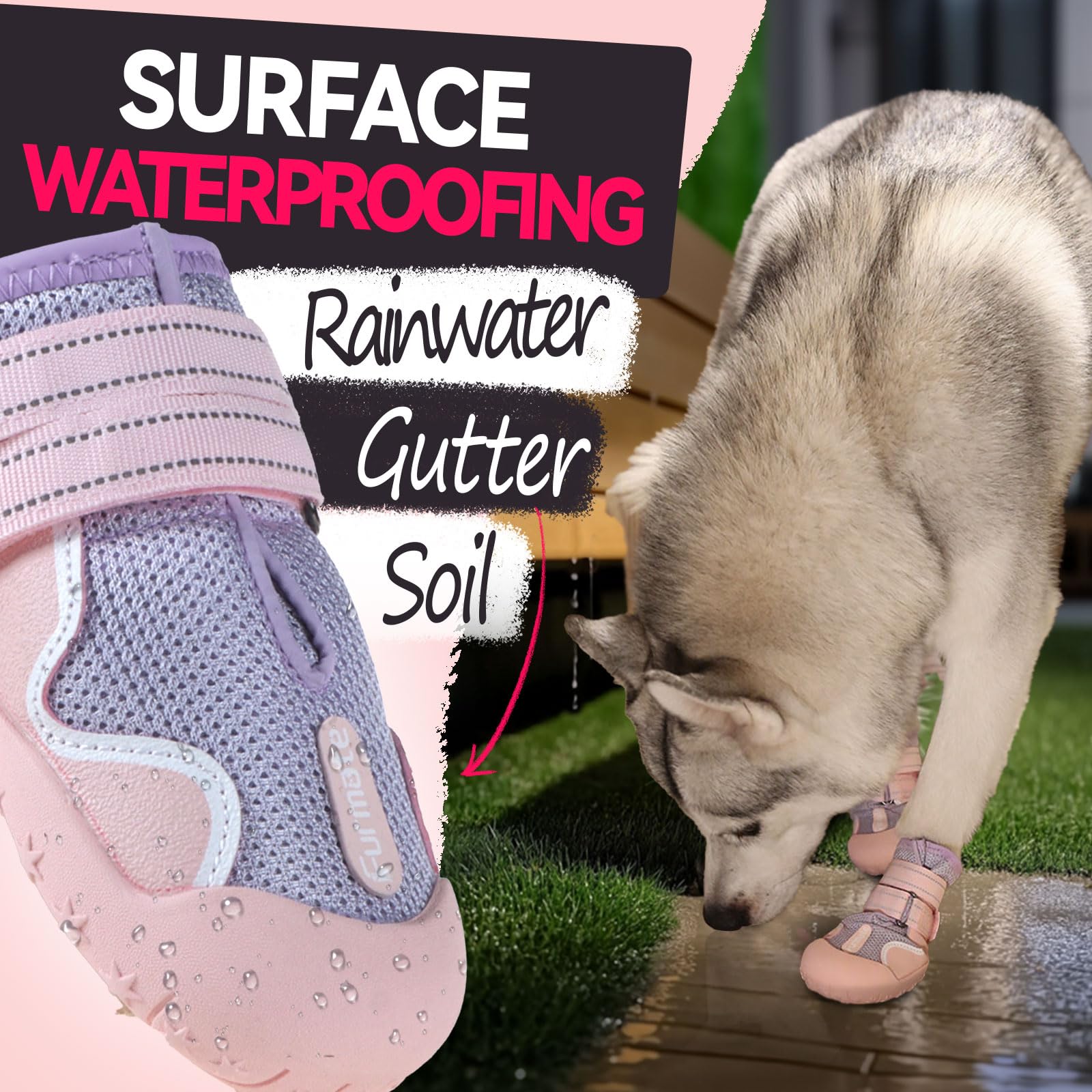 Furmate dog shoes bottom sole anti-slip for stable traction on slippery surfaces.
