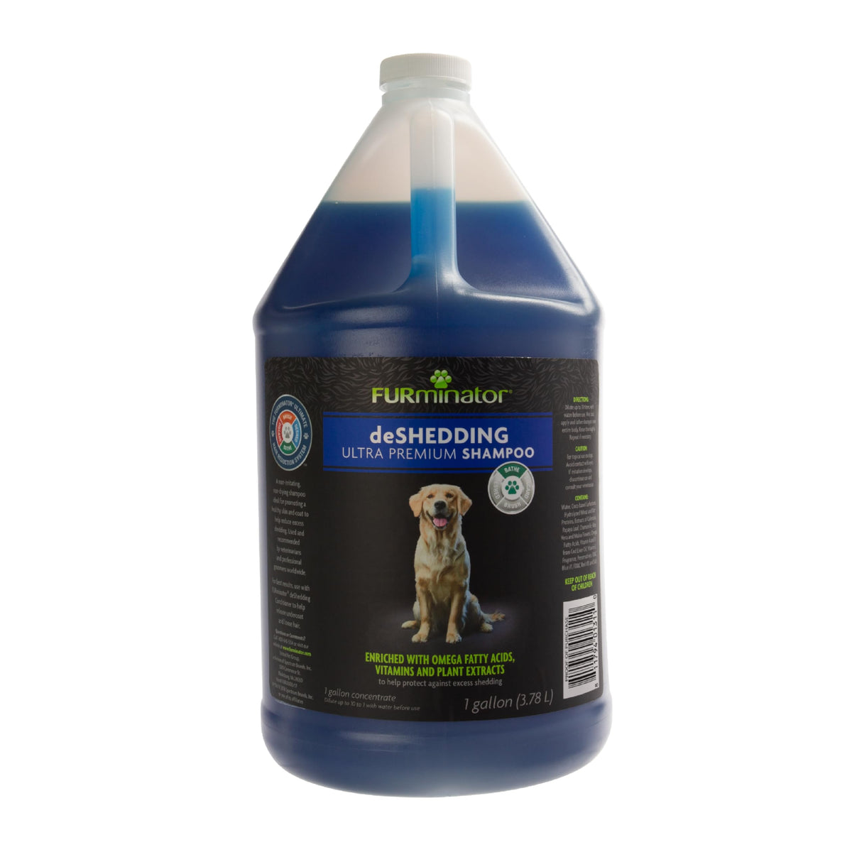 FURminator Deshedding Shampoo bottle for gentle cleansing to reduce shedding potential