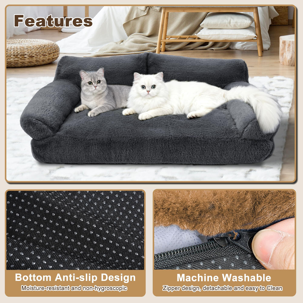 FURMORENE cat bed neck-support-raised-edges view showing elevated sides for neck comfort.