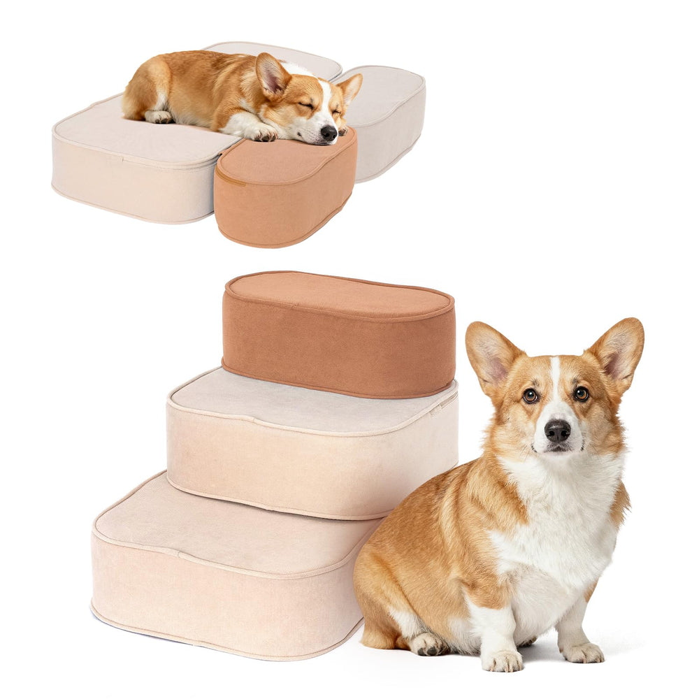 FURNAWAY dog stairs 3-step bed-sofa view eases access for small dogs.