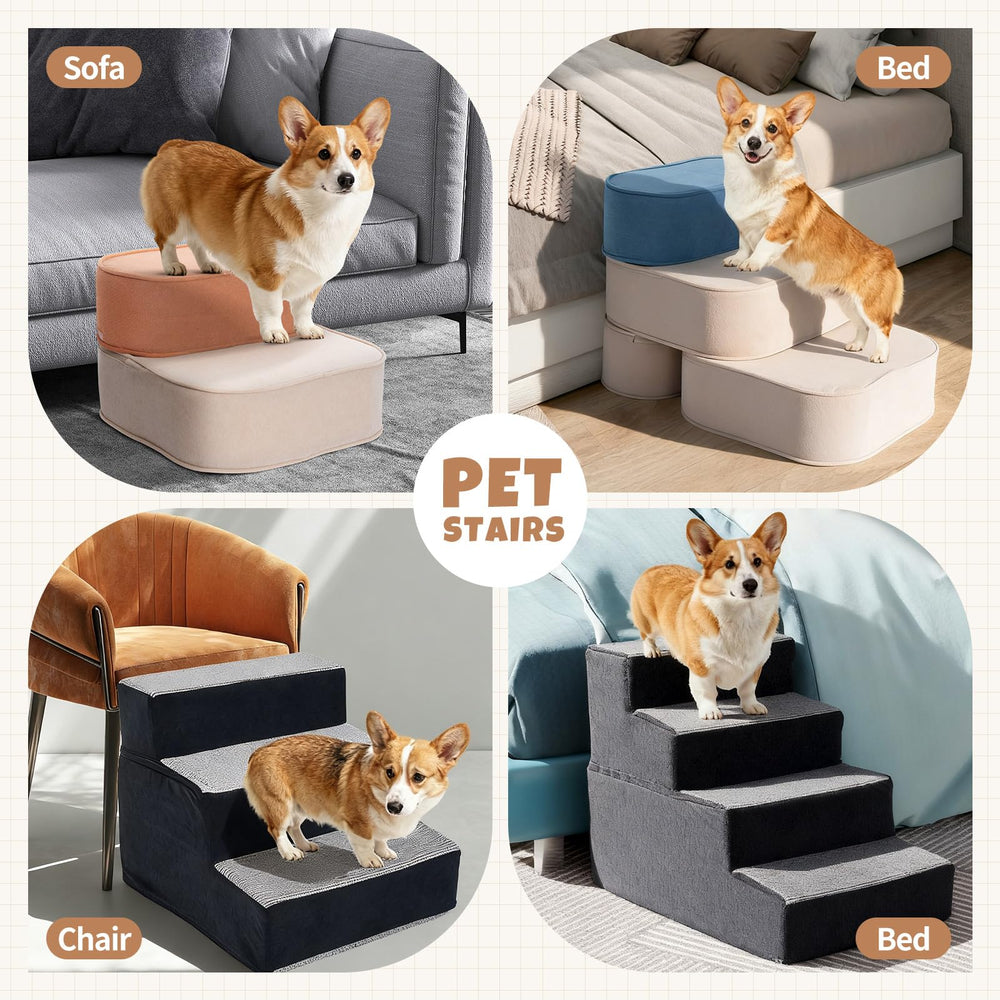 FURNAWAY dog stairs corduroy-shell increases friction for steady climbs.