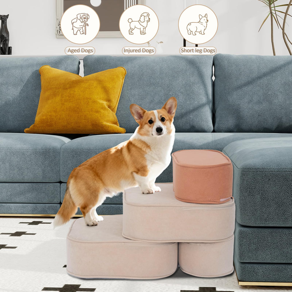 FURNAWAY dog stairs high-density-foam provides sturdy yet comfortable support.