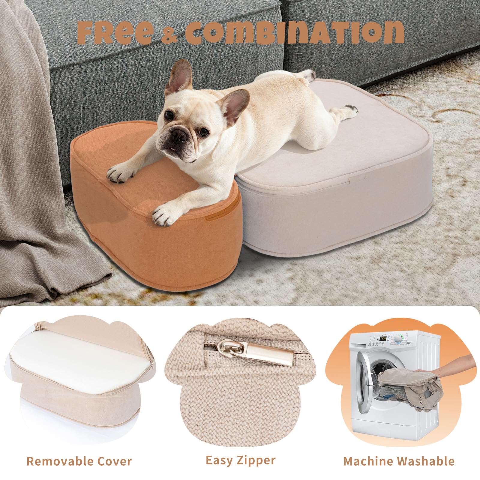 FURNAWAY dog stairs lightweight-portable design for moving between rooms.
