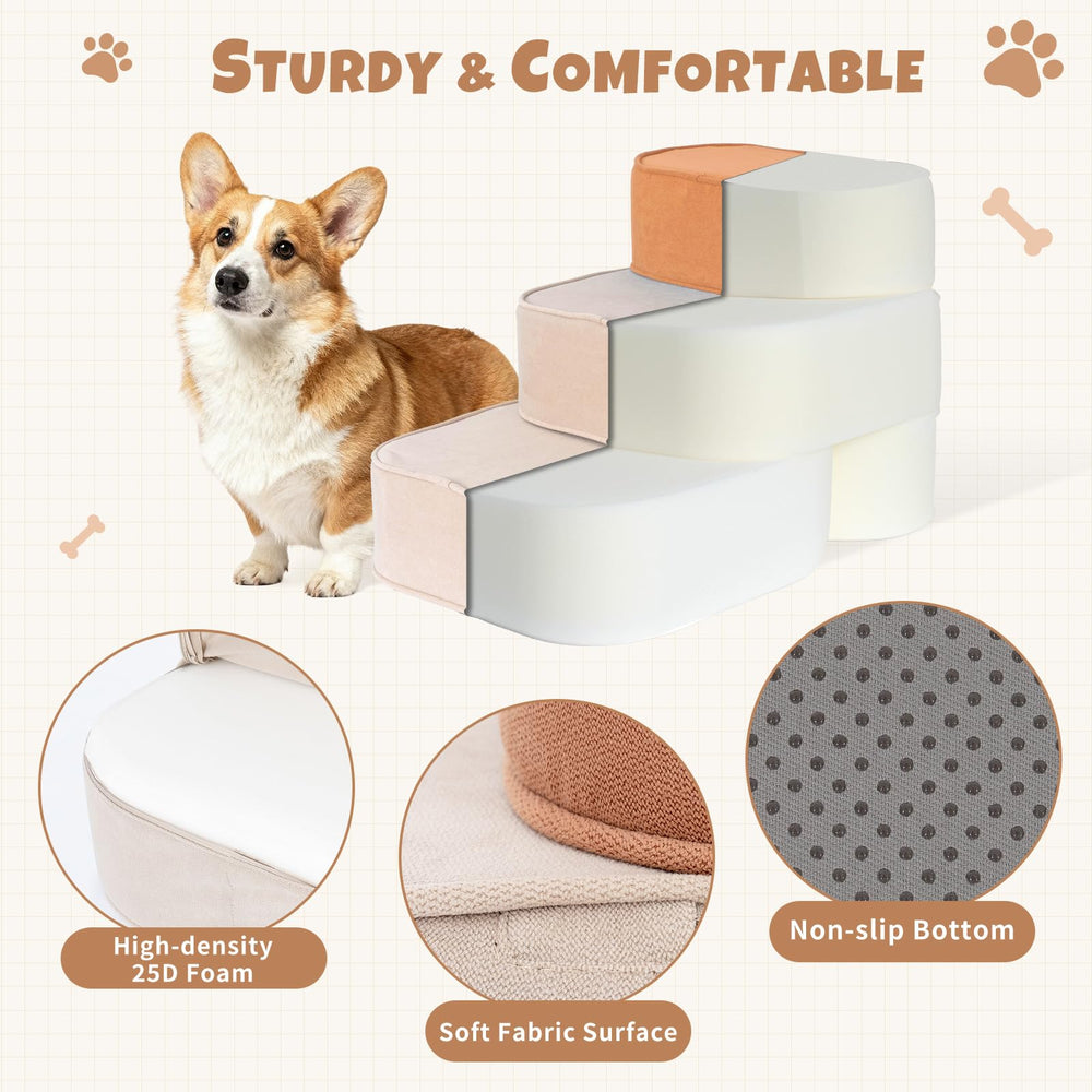 FURNAWAY dog stairs removable-cover simplifies cleaning after adventures.
