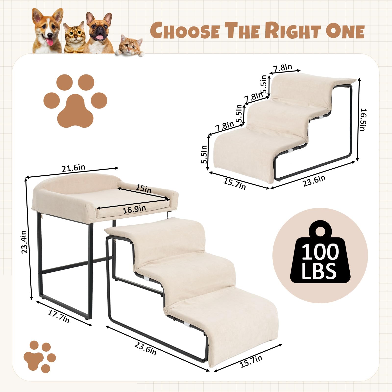 FURNAWAY dog window perch stairs ramp detail highlights 3-step construction for easy access