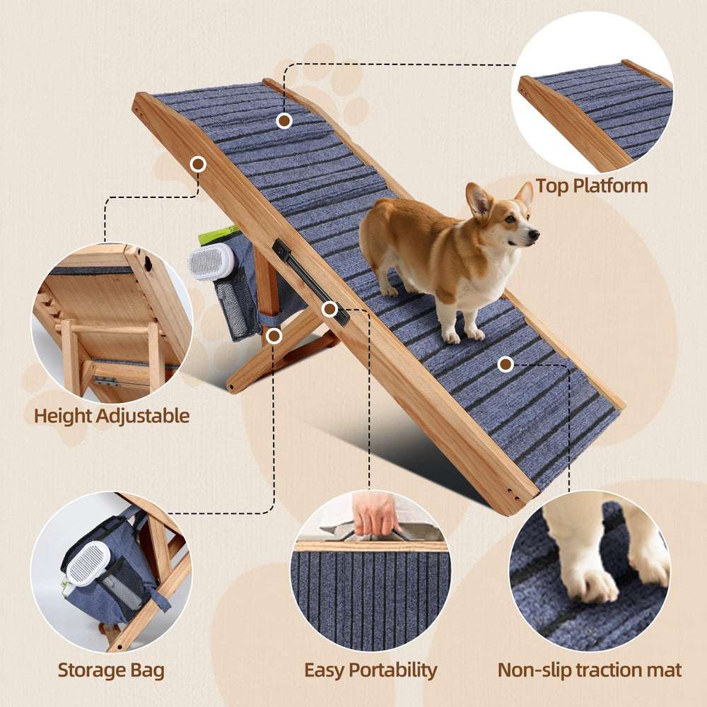 FurnPulse adjustable wood ramp from 19 to 26 inches fits beds and couches.