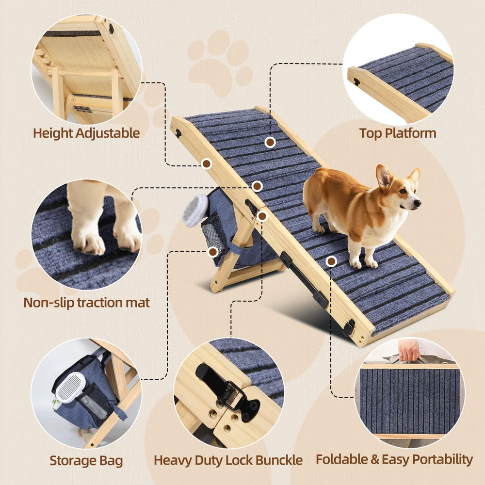 FurnPulse foldable dog ramp with storage bag for easy travel and storage.