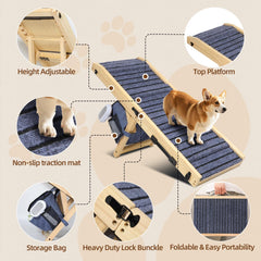 FurnPulse foldable dog ramp with storage bag for easy travel and storage.