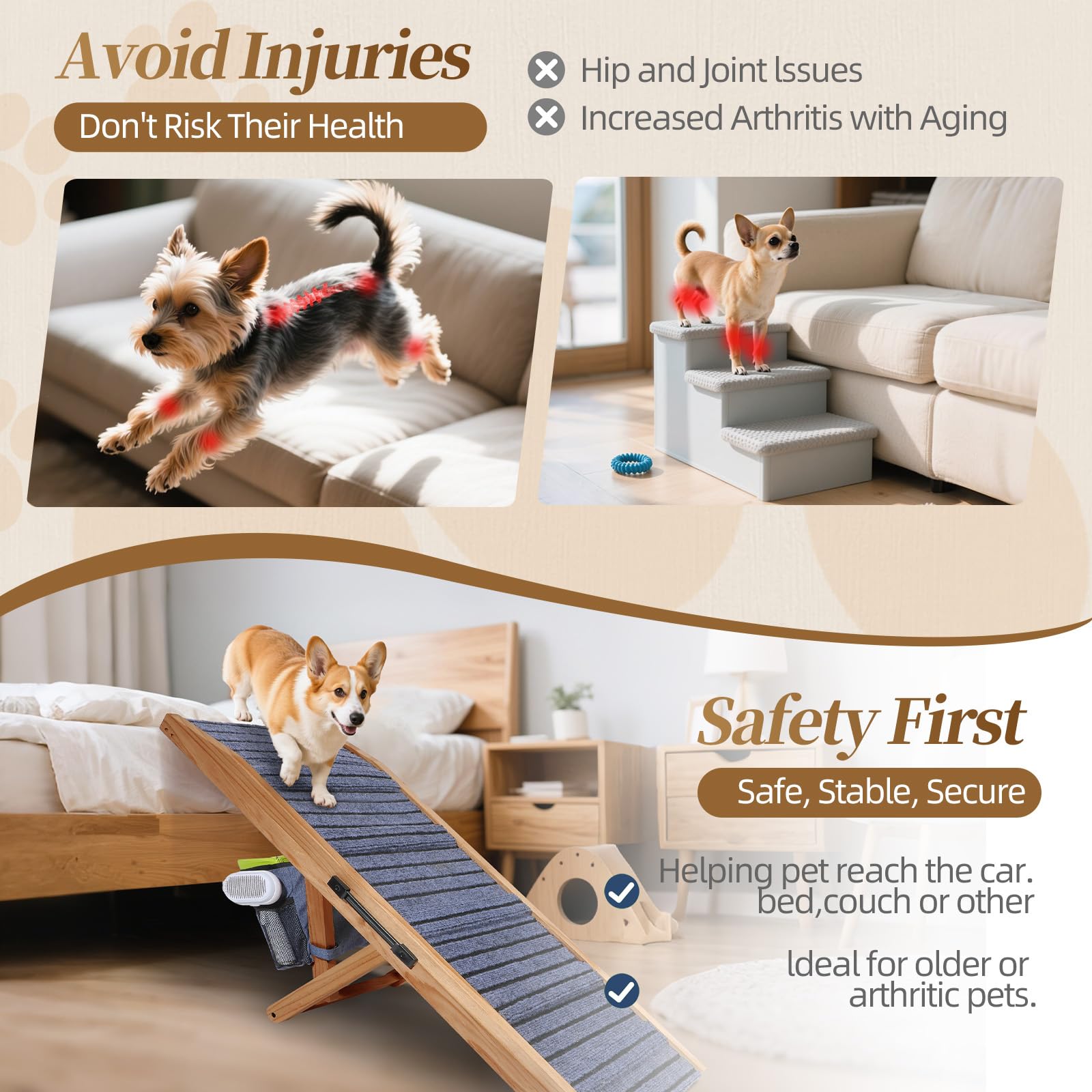 FurnPulse heavy-duty 400 lb ramp demonstrating stability for large dogs.