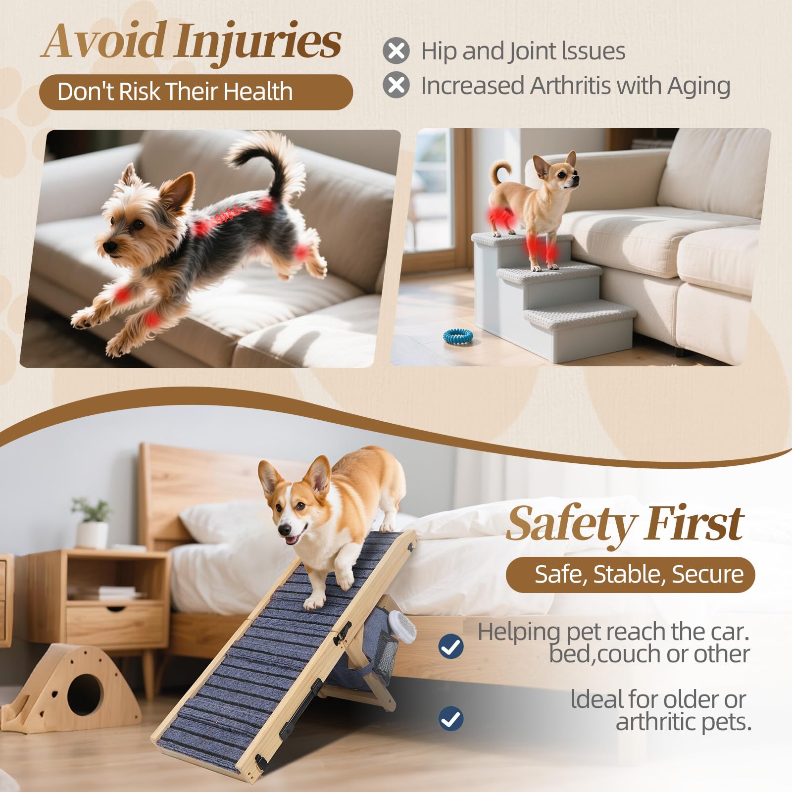FurnPulse 4-level adjustable height ramp fits couch, bed, and car setups.