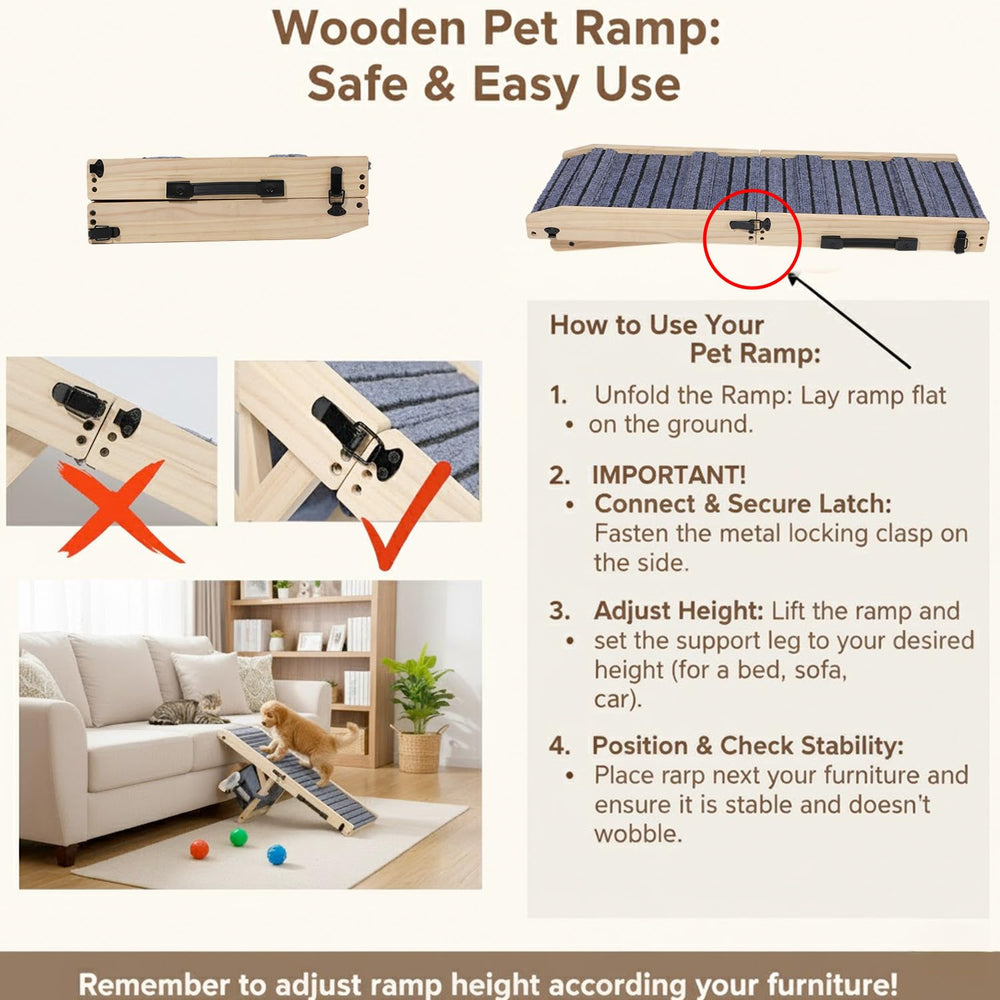 FurnPulse ramp features non-slip traction for stable footing on wooden, tiled, or carpeted floors.