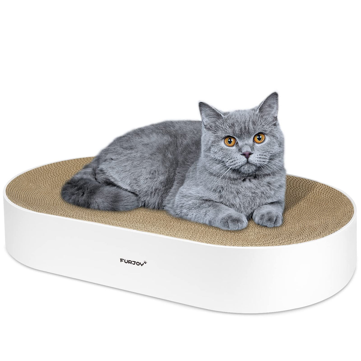 FUROZY cat scratcher oval cardboard bed features ergonomic oval shape for comfortable lounging