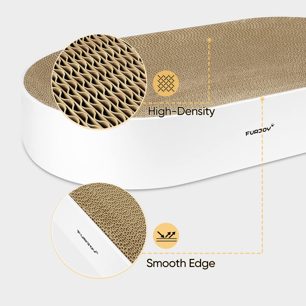 FUROZY round lounge view shows cozy, multi-use scratcher that doubles as a nap spot