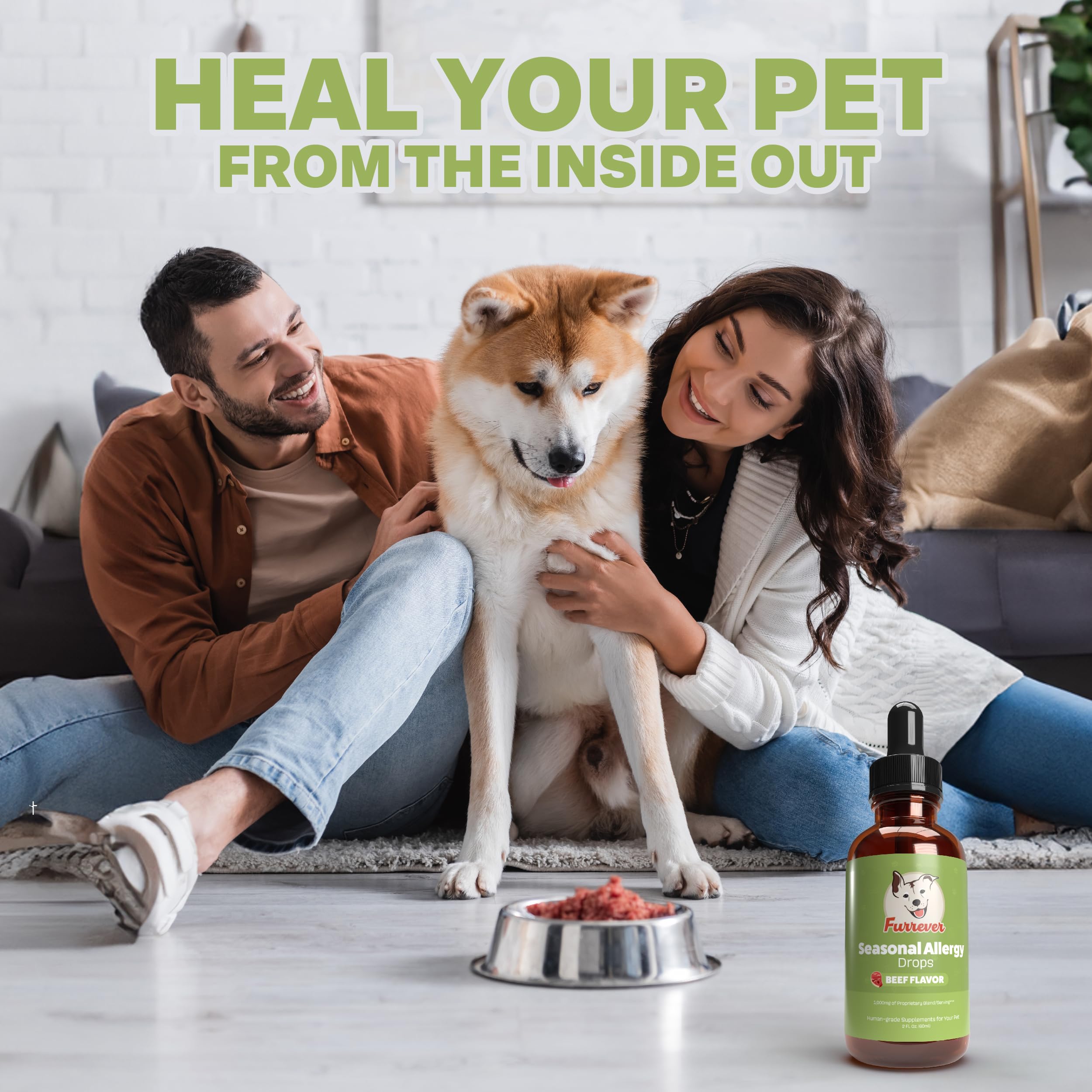 Furrever dog allergy drops packaging and cap designed for convenient use.