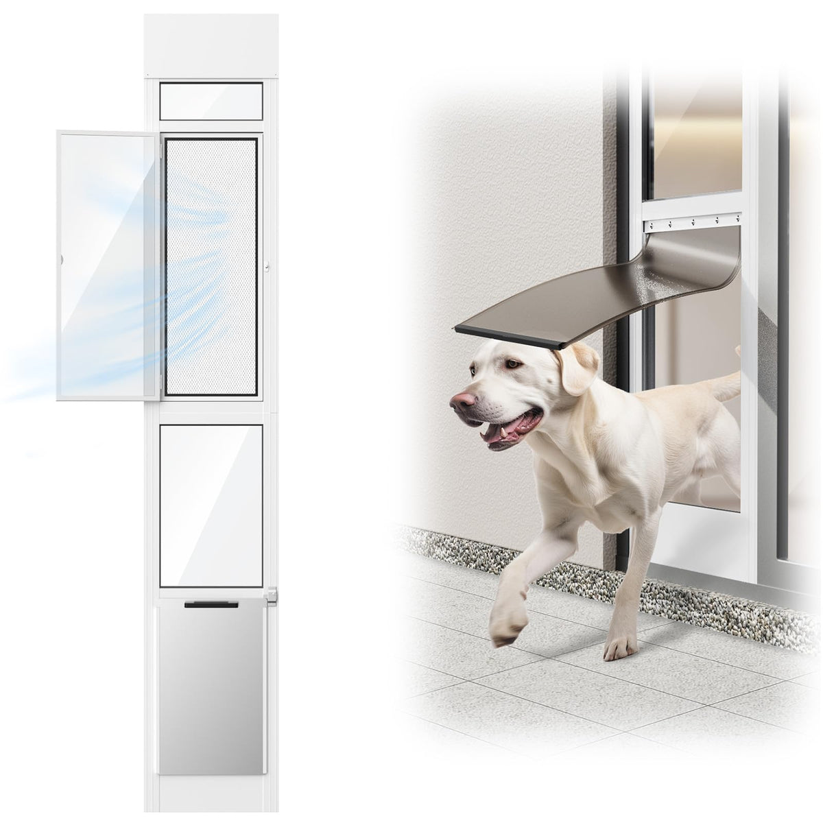 FurrFinesse dog door for sliding glass door enables easy indoor-to-outdoor access.