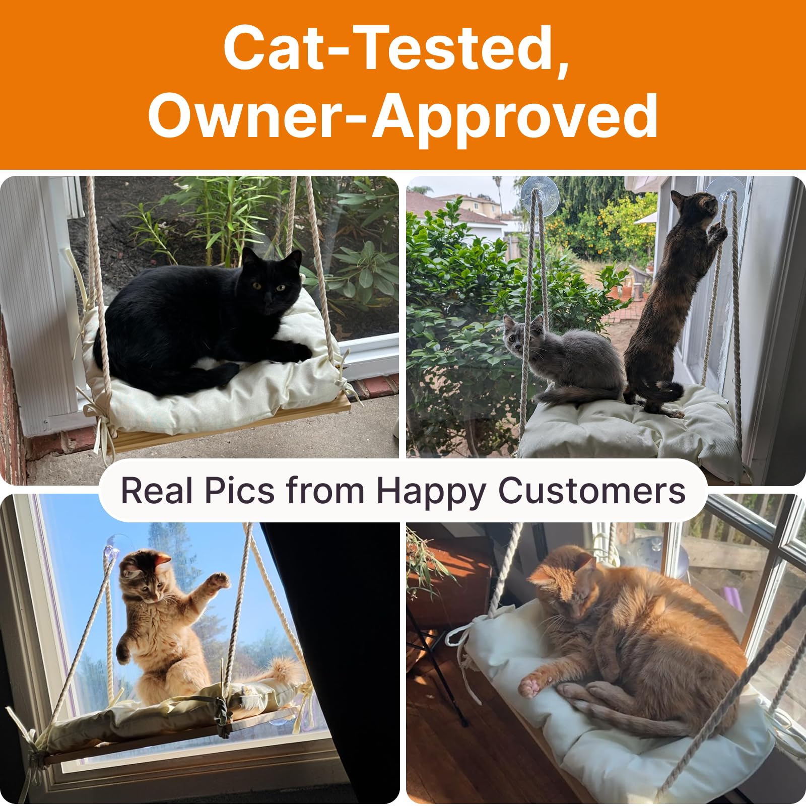 Furrfinity suction cups in action securing a window perch on glass